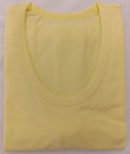 زیرپیراهن رکابی دخترانه با نخ پنبه سوپر رنگ لیمویی